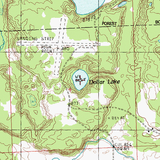 Topographic Map of Dollar Lake, MI