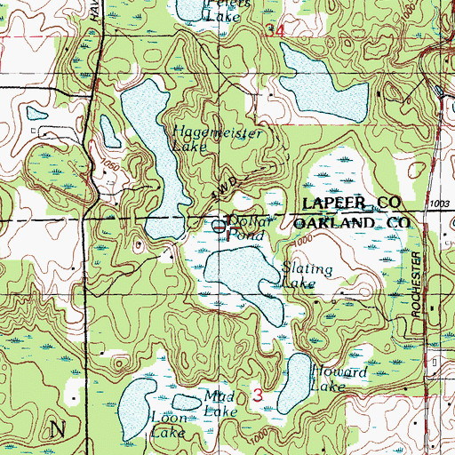 Topographic Map of Dollar Pond, MI