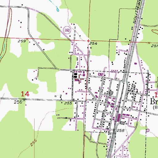 Topographic Map of Bradley High School, AR