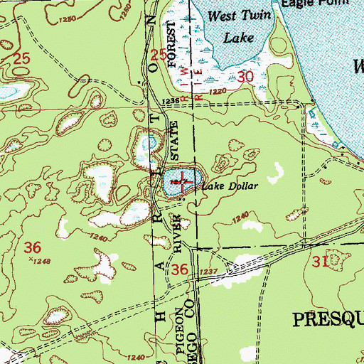 Topographic Map of Lake Dollar, MI