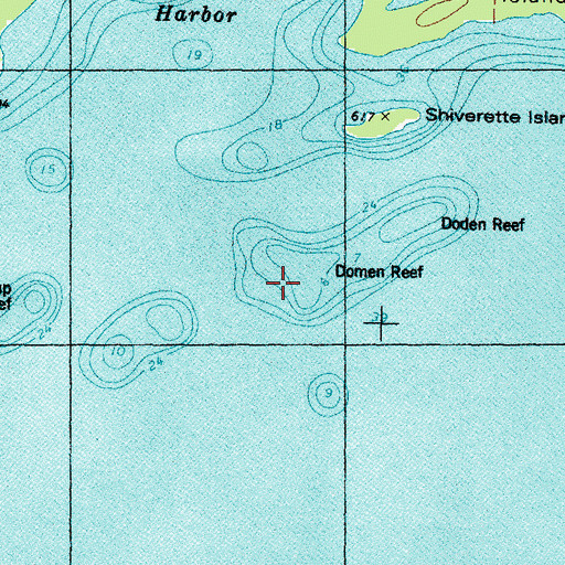 Topographic Map of Domen Reef, MI