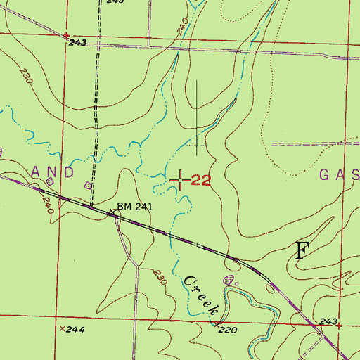 Topographic Map of Bradley Oil and Gas Field, AR
