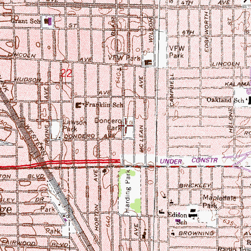 Topographic Map of Dondero Park, MI
