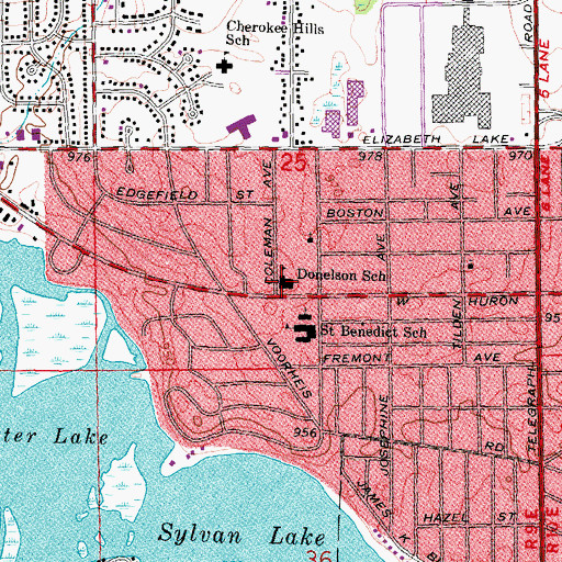 Topographic Map of Donelson School, MI