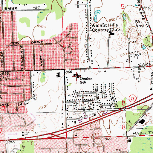 Topographic Map of Donley Elementary School, MI