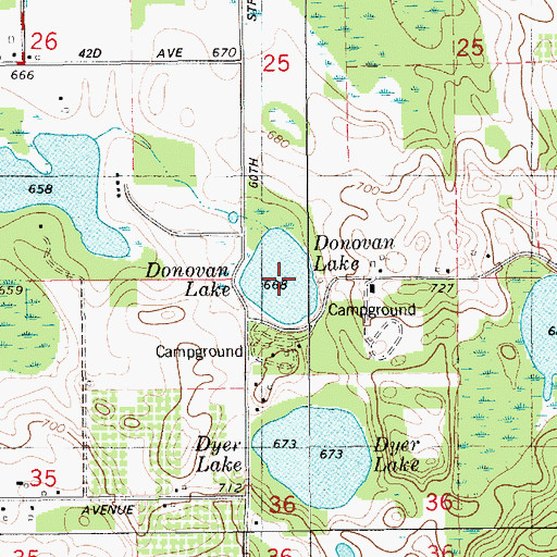 Topographic Map of Donovan Lake, MI