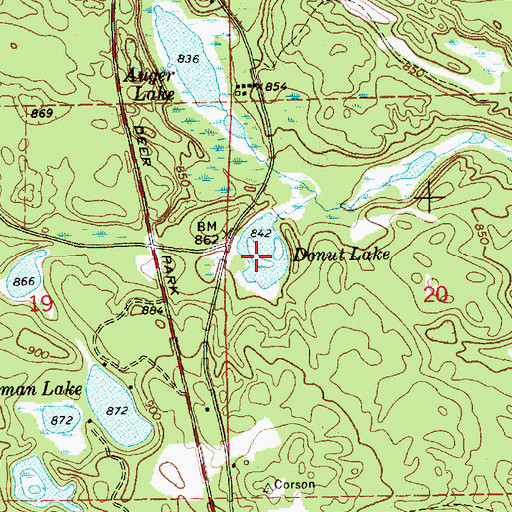 Topographic Map of Donut Lake, MI