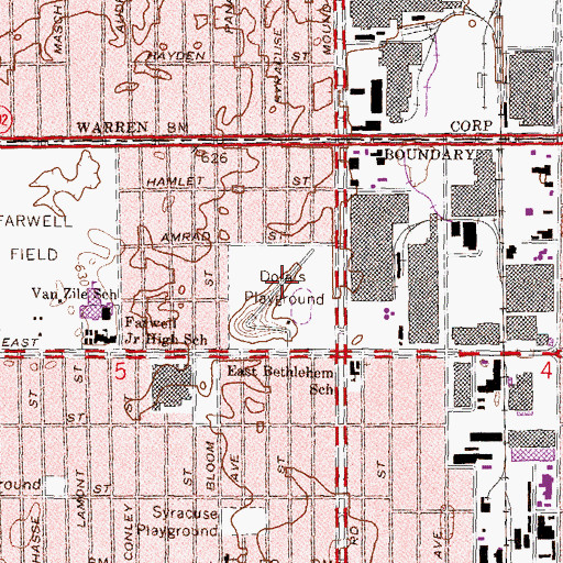 Topographic Map of Dorals Playground, MI