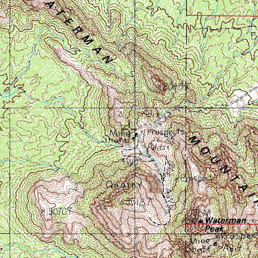 Topographic Map of Indiana-Arizona Mine, AZ