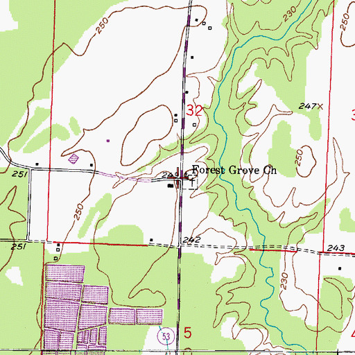 Topographic Map of Forest Grove, AR