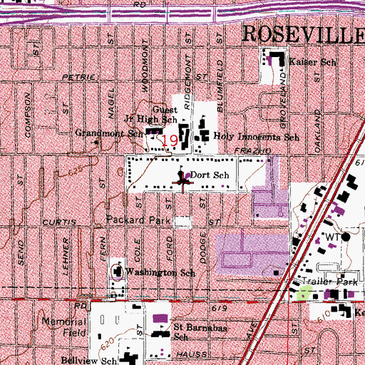 Topographic Map of Dort School, MI
