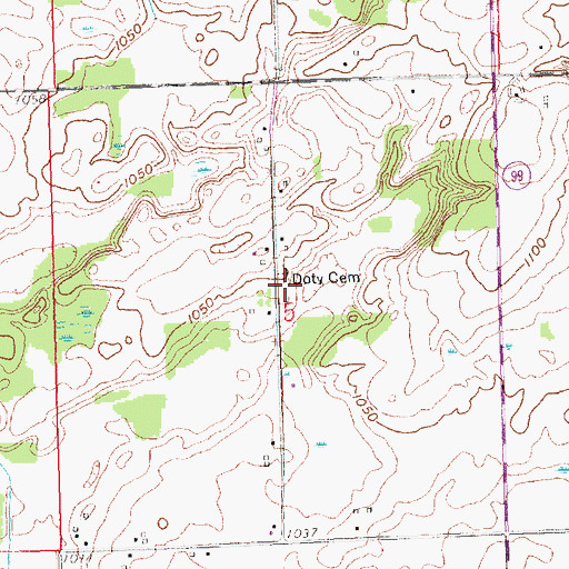 Topographic Map of Doty Cemetery, MI