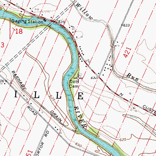 Topographic Map of Doty Cemetery, MI