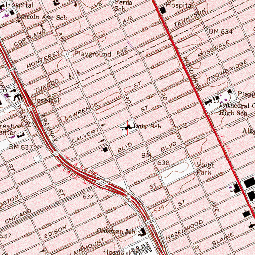 Topographic Map of Doty School, MI