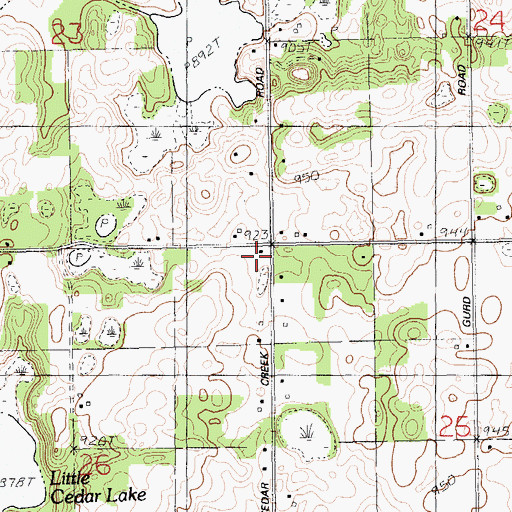 Topographic Map of Doud School, MI