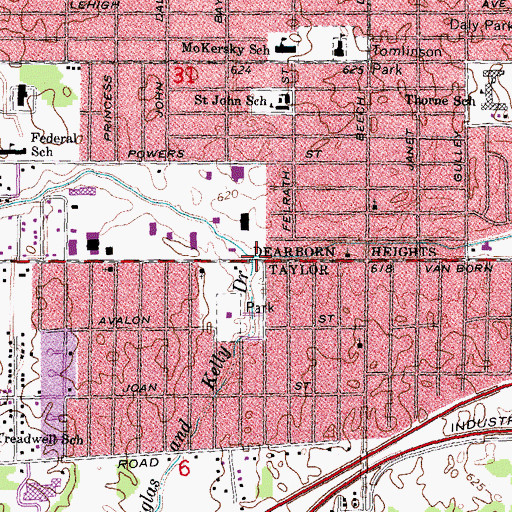 Topographic Map of Douglas and Kelly Drain, MI
