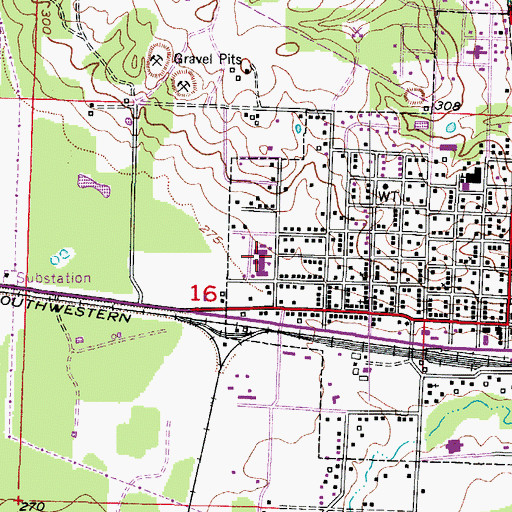 Topographic Map of Lewisville High School, AR