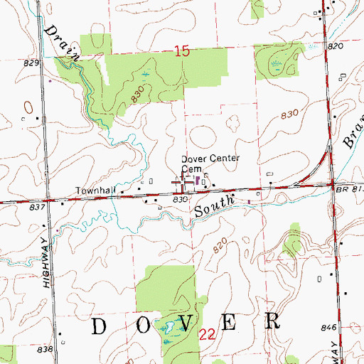 Topographic Map of Dover Center Cemetery, MI