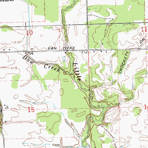 Topographic Map of Dow Creek, MI
