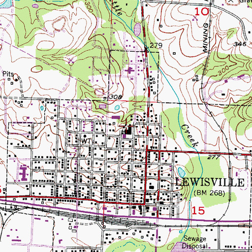 Topographic Map of Lewisville Middle School, AR