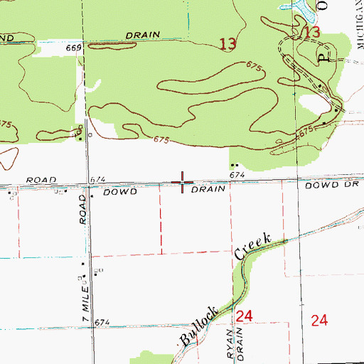 Topographic Map of Dowd Drain, MI