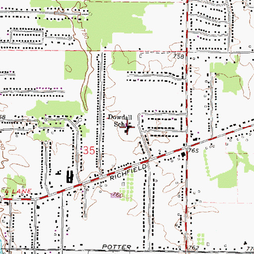 Topographic Map of Dowdall School, MI