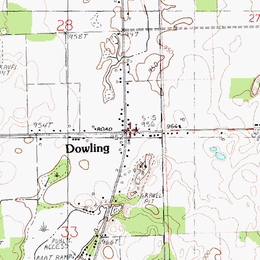 Topographic Map of Dowling, MI