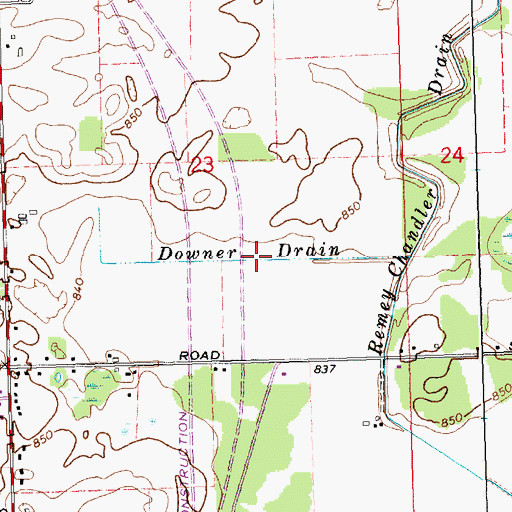 Topographic Map of Downer Drain, MI