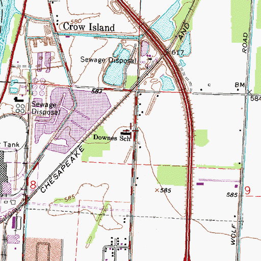Topographic Map of Downes School, MI