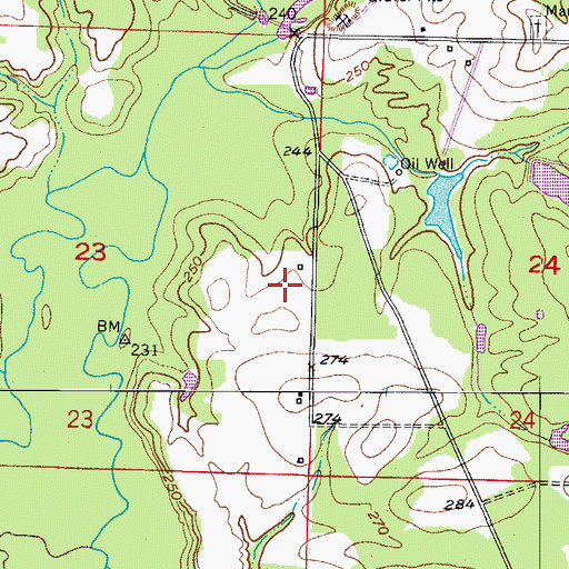 Topographic Map of Mars Hill Oil and Gas Field, AR