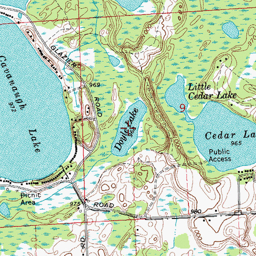 Topographic Map of Doyle Lake, MI