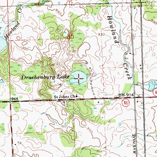 Topographic Map of Drachenburg Lake, MI