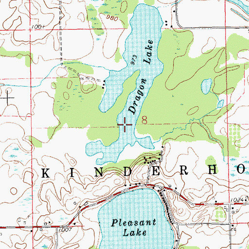 Topographic Map of Dragon Lake, MI