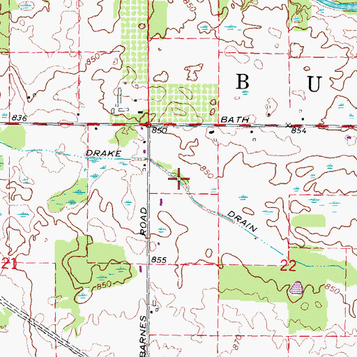 Topographic Map of Drake Drain, MI