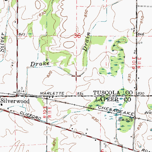 Topographic Map of Drake Drain, MI