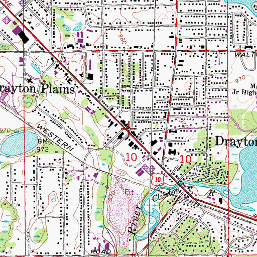 Topographic Map of Drayton Plains, MI