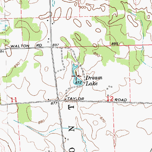 Topographic Map of Dream Lake, MI