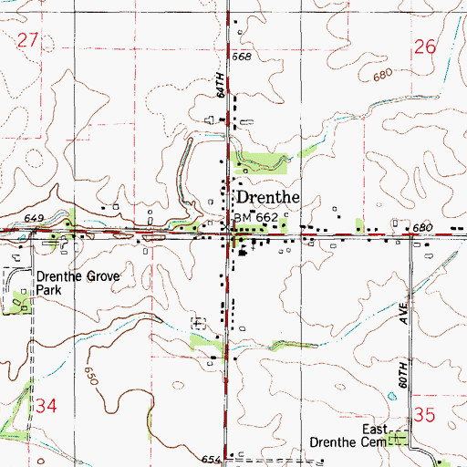 Topographic Map of Drenthe, MI
