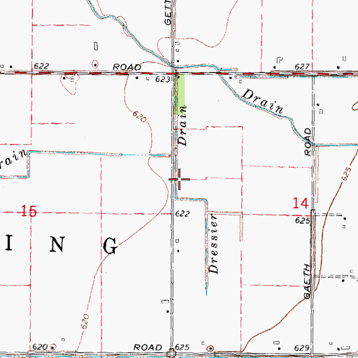 Topographic Map of Dressier Drain, MI