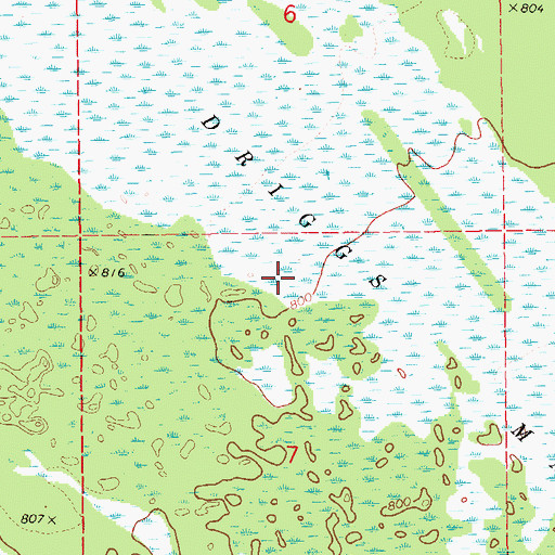Topographic Map of Driggs Marsh, MI