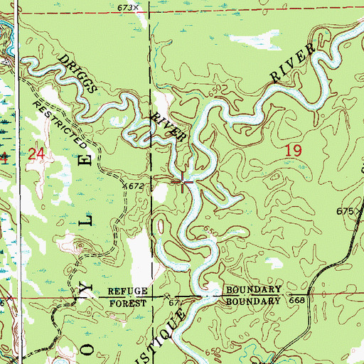 Topographic Map of Driggs River, MI