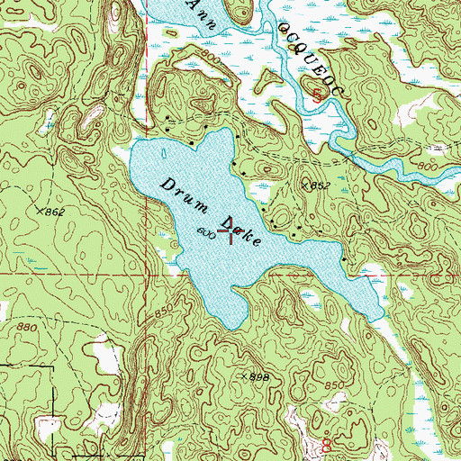 Topographic Map of Drum Lake, MI