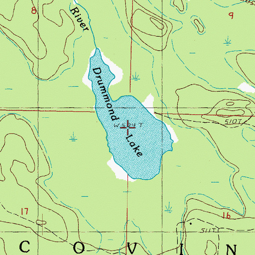 Topographic Map of Drummond Lake, MI