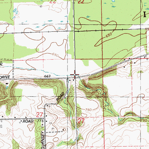 Topographic Map of Dry Creek, MI