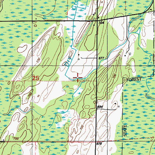 Topographic Map of Dry Creek, MI