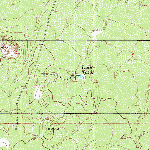 Topographic Map of Indio Tank, AZ