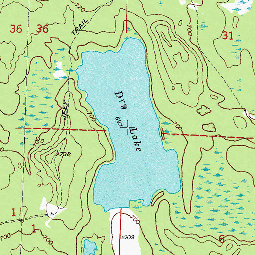 Topographic Map of Dry Lake, MI