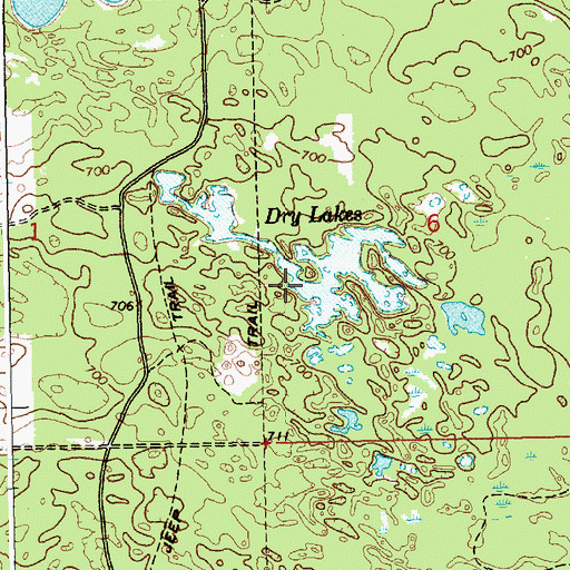 Topographic Map of Dry Lakes, MI