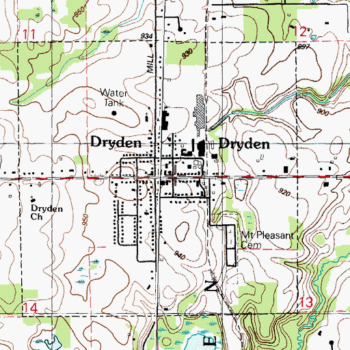 Topographic Map of Dryden, MI
