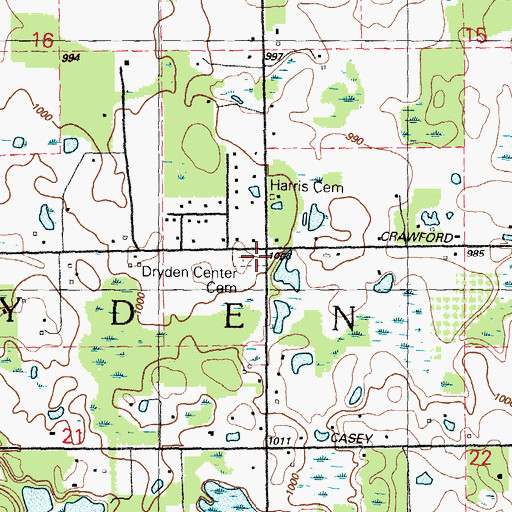 Topographic Map of Dryden Center Cemetery, MI